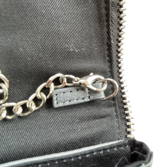 Halogen Envelope Clutch Purse Gray Leather‎ Zipper Trim Edgy Retro Glam Designer - Picture 12 of 14